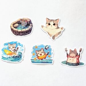 Cute Cat Stickers - Set Of 5
